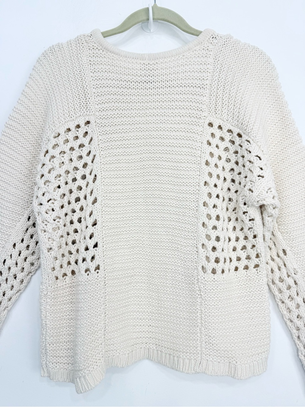 Cabi 6596 SANDBAR Pullover Cream Open Knit Slouchy Tie Front Sweater - Picture 11 of 15